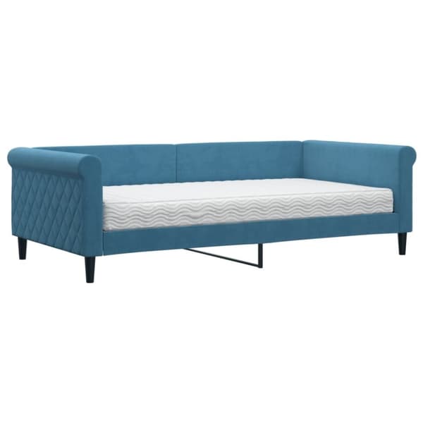 vidaXL Dagbädd med madrass blå 100x200 cm sammet