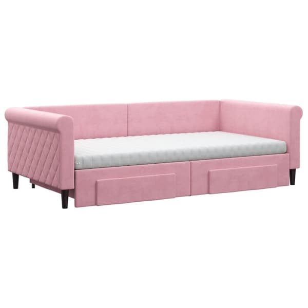 vidaXL Dagbädd utdragbar med lådor rosa 100x200 cm sammet
