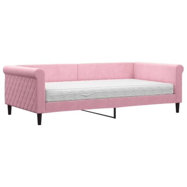 vidaXL Dagbädd med madrass rosa 100x200 cm sammet