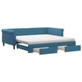 Miniatyrbillede 2 af 11: vidaXL daybed med udtræk og skuffer 100x200 cm velour blå