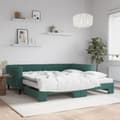 Miniatyrbillede 11 af 11: vidaXL daybed med udtræk og madras 100x200 cm velour mørkegrøn