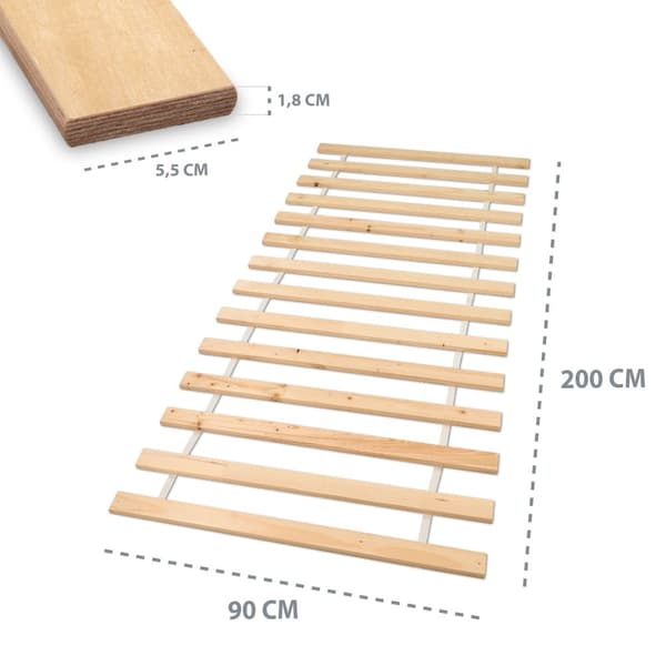 Rullstativ 80x200cm lamellram - rullande lamellram 14 träribbor Rullstativ 80x200 cm granträ vuxen och barnsäng ojusterbar