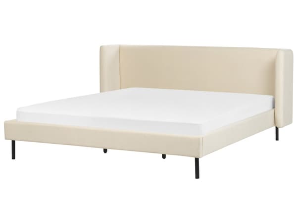 Sengeramme Beige Fløyel Svarte ben 180 x 200 cm Sengegavl Klassisk design Dobbeltseng Soverom