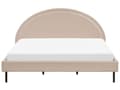 Miniatyrbilde 5 av 11: Seng Beige Bouclé polstret spileramme 180 x 200 cm Høy Rund sengegavl Retro soveromsmøbler Utstyr