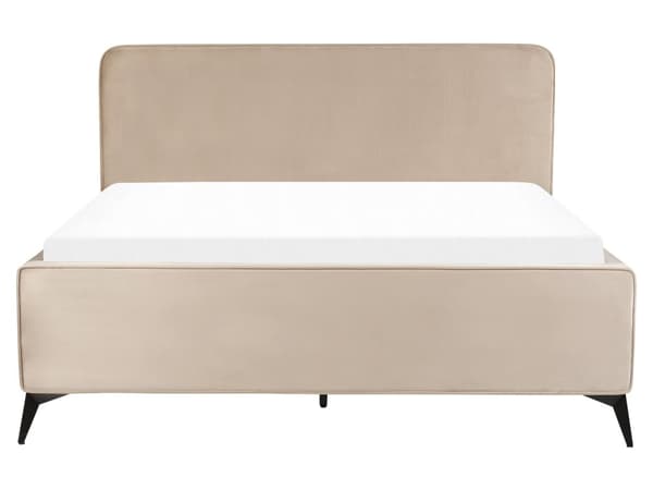 Sengeramme Taupe fløyel møbeltrekk svart metall ben 160 x 200 cm lamell med Wingback hodegjerde soverom klassisk minimalistisk