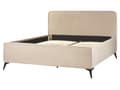 Miniatyrbilde 5 av 10: Sengeramme Taupe fløyel møbeltrekk svart metall ben 160 x 200 cm lamell med Wingback hodegjerde soverom klassisk minimalistisk