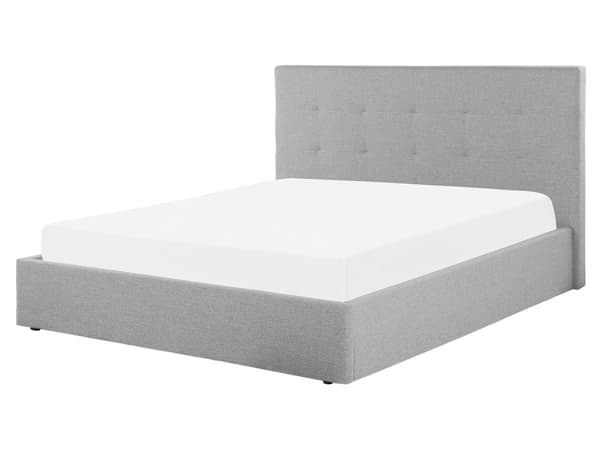 Parisänky vaaleanharmaa 140 x 200 cm kangasverhoilu säilytystila tuftattu pääty sälepohja moderni