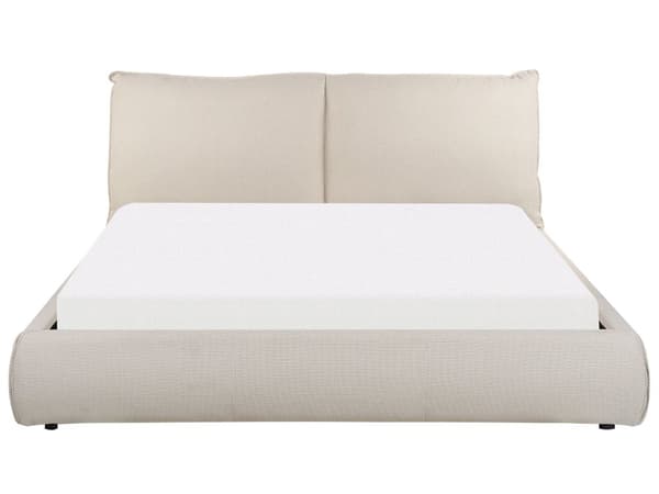 Seng Beige Stof 160 x 200 cm Moderne Dobbeltseng To Mands Seng Lav Sengeramme Minimalistisk Design