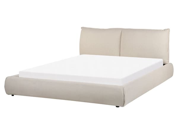 Seng Beige Stof 160 x 200 cm Moderne Dobbeltseng To Mands Seng Lav Sengeramme Minimalistisk Design