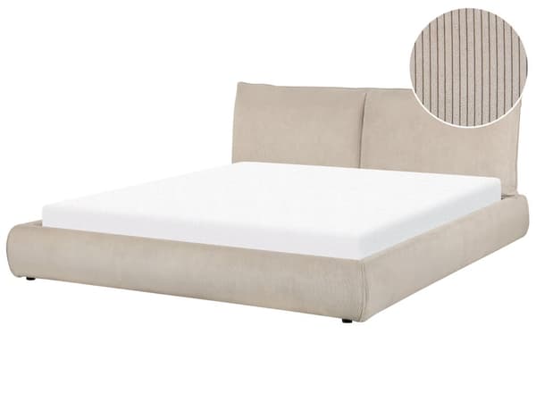 Seng Taupe Fløjl 180 x 200 cm Moderne Dobbeltseng Stof To Mands Seng Lav Sengeramme Minimalistisk Design