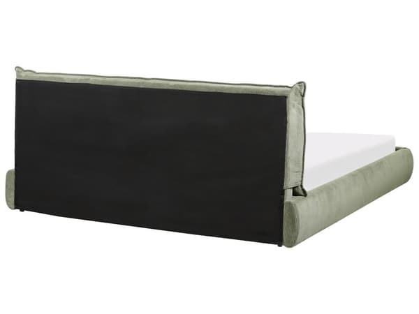 Seng Grøn Fløjl 180 x 200 cm Moderne Dobbeltseng Stof To Mands Seng Lav Sengeramme Minimalistisk Design