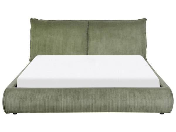 Seng Grøn Fløjl 160 x 200 cm Moderne Dobbeltseng Stof To Mands Seng Lav Sengeramme Minimalistisk Design