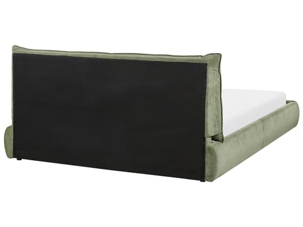 Seng Grøn Fløjl 160 x 200 cm Moderne Dobbeltseng Stof To Mands Seng Lav Sengeramme Minimalistisk Design