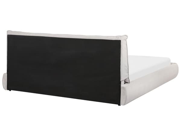 Seng Beige Fløjl 180 x 200 cm Moderne Dobbeltseng Stof To Mands Seng Lav Sengeramme Minimalistisk Design