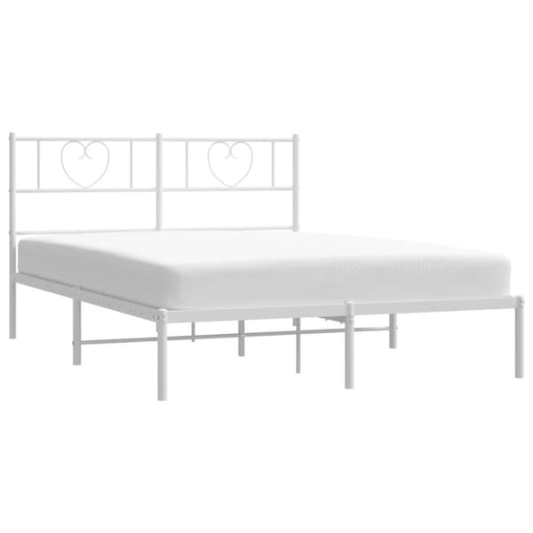 vidaXL Sengeramme i metall med hodegavl hvit 140x200 cm