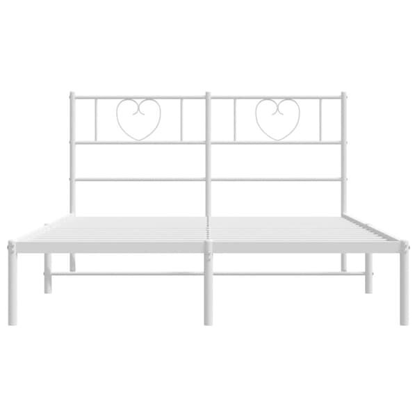 vidaXL Sängram med huvudgavel metall vit 140x200 cm