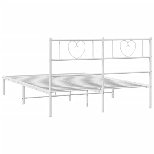 vidaXL Sengeramme i metall med hodegavl hvit 140x200 cm