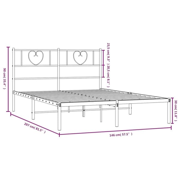 vidaXL Sängram med huvudgavel metall vit 140x200 cm