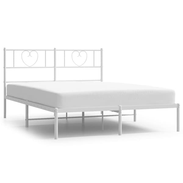 vidaXL Sengeramme i metall med hodegavl hvit 140x200 cm