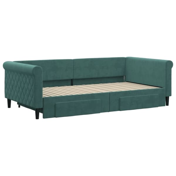 vidaXL Dagbädd utdragbar med lådor mörkgrön 100x200 cm sammet