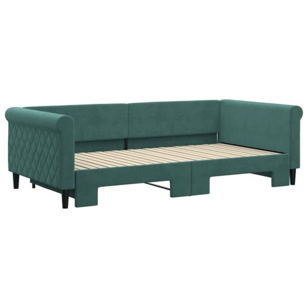 vidaXL Dagbädd utdragbar mörkgrön 100x200 cm sammet