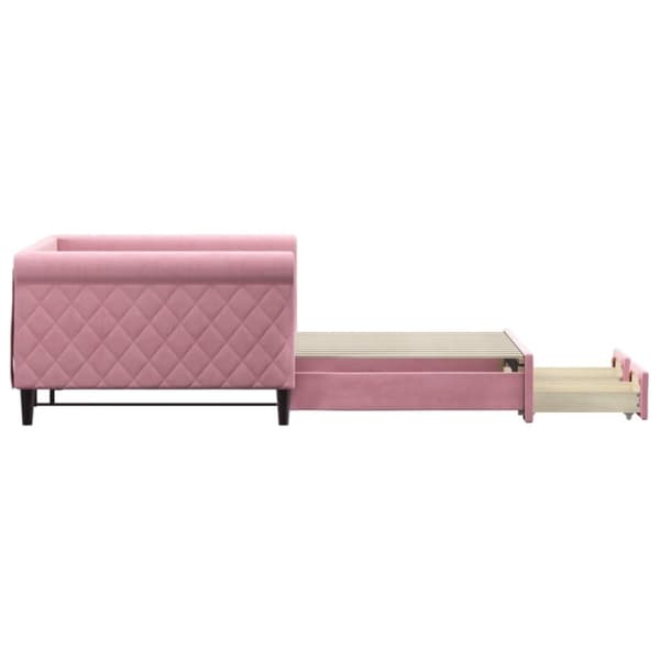 vidaXL Dagbädd utdragbar med lådor rosa 100x200 cm sammet