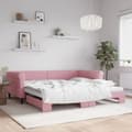 Miniatyrbild 11 av 11: vidaXL Dagbädd utdragbar rosa 100x200 cm sammet