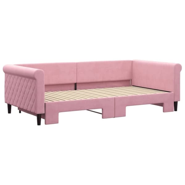 vidaXL Dagbädd utdragbar rosa 100x200 cm sammet