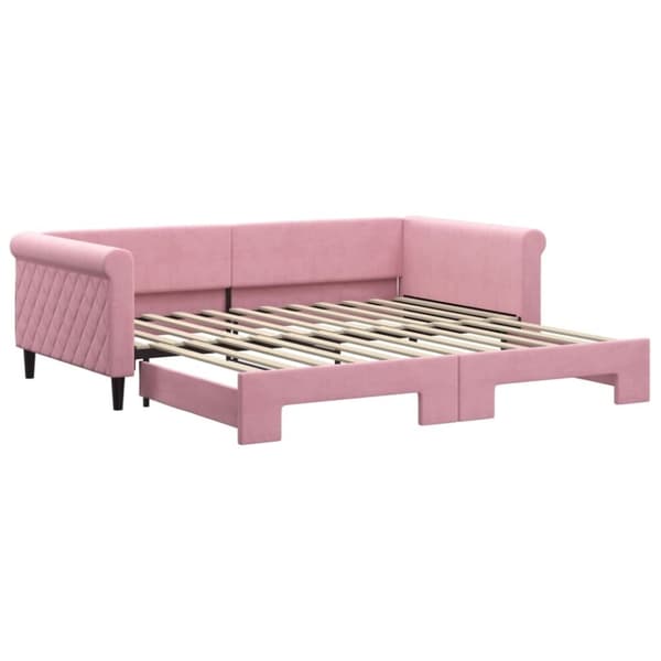 vidaXL Dagbädd utdragbar rosa 100x200 cm sammet