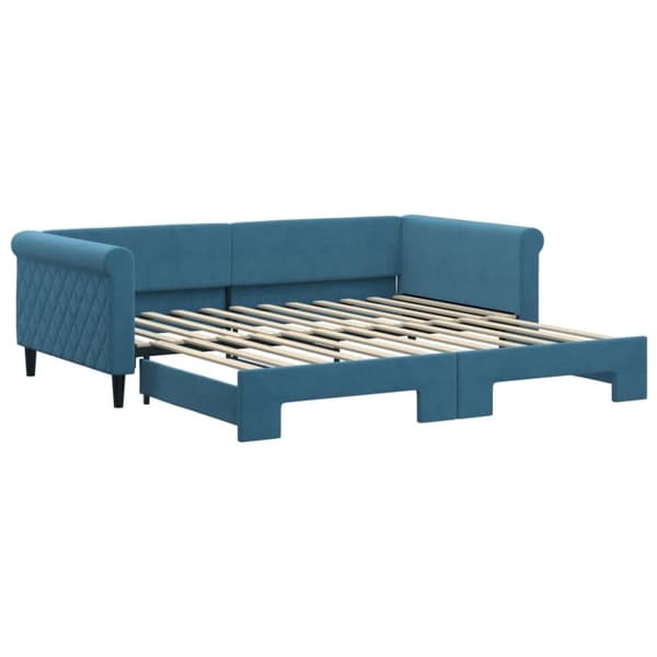 vidaXL Dagbädd utdragbar blå 100x200 cm sammet