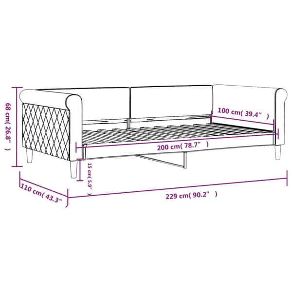 vidaXL Dagbädd rosa 100x200 cm sammet