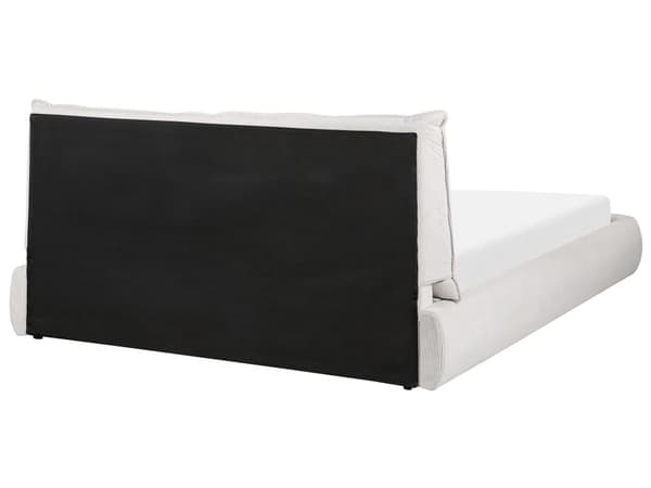 Parisänky vaalea beige 160 x 200 cm vakosamettiverhoilu pehmustettu pääty sälepohja moderni