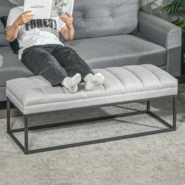 Rootz industrielt designbænk - Sengebænk - Stue - Boligmøbler - Siddeløsning - Linnedstof - Metalben - Pink + Sort - 120L x 44W x 45,5H cm