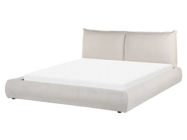 Vandseng lys beige 160 x 200 cm standard fløjlspolstring polstret hovedgærde moderne