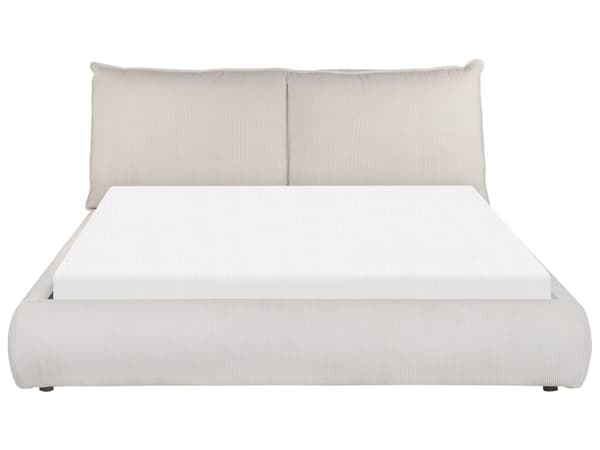 Vandseng lys beige 160 x 200 cm standard fløjlspolstring polstret hovedgærde moderne