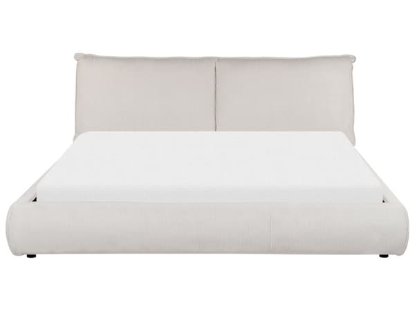 Vandseng lys beige 180 x 200 cm standard fløjlspolstring polstret hovedgærde moderne