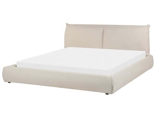 Vattensäng Beige Polyestertyg Klädsel 180 x 200 cm med Madrass med Tjock Vadderad Huvudgavel Fotgavel Klassisk Stil Sovrum