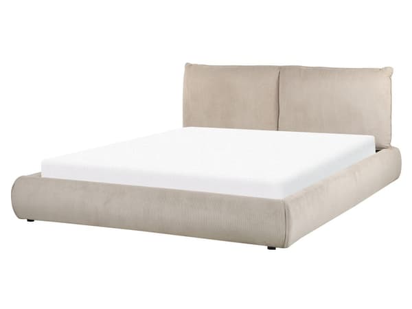 Vattensäng Taupe Manchesterklädsel 160 x 200 cm med madrass med tjock vadderad huvudgavel Fotbräda Modern stil Sovrum