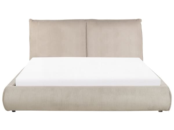 Vattensäng Taupe Manchesterklädsel 160 x 200 cm med madrass med tjock vadderad huvudgavel Fotbräda Modern stil Sovrum