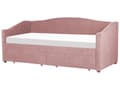 Miniatyrbilde 5 av 11: Daybed Rosa Stofftrekk med 2 skuffer spileramme 90 x 200 cm moderne enkeltseng gjesterom barneværelse ungdomsrom utstyr