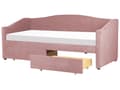 Miniatyrbilde 6 av 11: Daybed Rosa Stofftrekk med 2 skuffer spileramme 90 x 200 cm moderne enkeltseng gjesterom barneværelse ungdomsrom utstyr