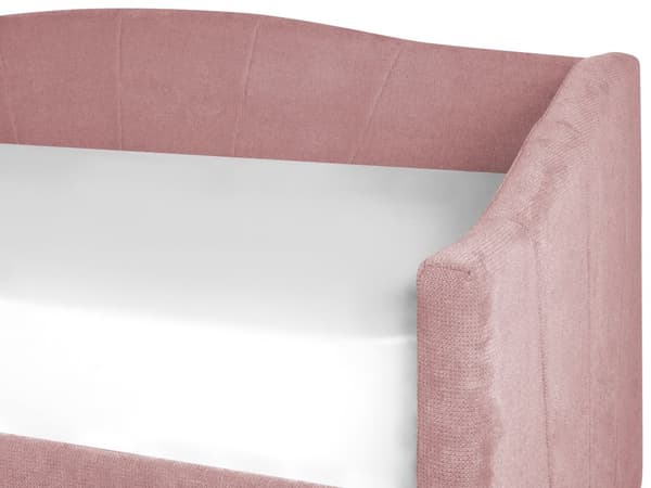 Daybed Rosa Stofftrekk med 2 skuffer spileramme 90 x 200 cm moderne enkeltseng gjesterom barneværelse ungdomsrom utstyr