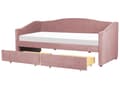 Miniatyrbilde 1 av 11: Daybed Rosa Stofftrekk med 2 skuffer spileramme 90 x 200 cm moderne enkeltseng gjesterom barneværelse ungdomsrom utstyr