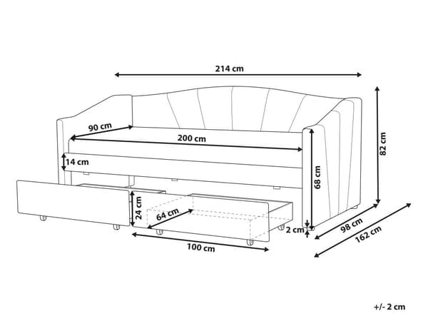 Daybed Rød Stofftrekk med 2 skuffer Spileramme 90 x 200 cm Moderne Enkeltseng Gjesterom Barnerom Ungdomsrom Utstyr