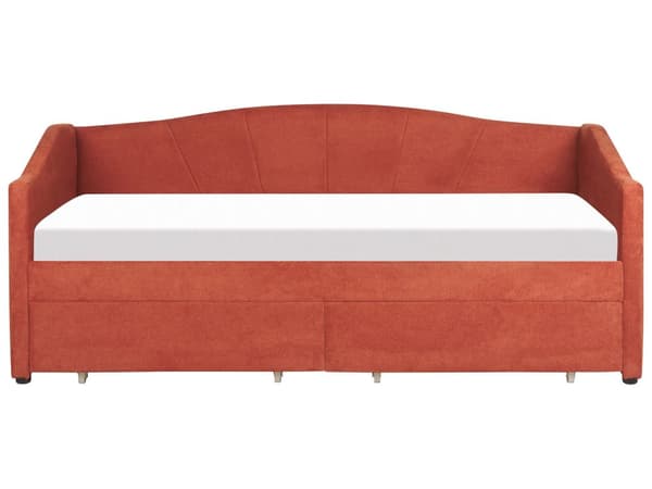 Daybed Rød Stofftrekk med 2 skuffer Spileramme 90 x 200 cm Moderne Enkeltseng Gjesterom Barnerom Ungdomsrom Utstyr