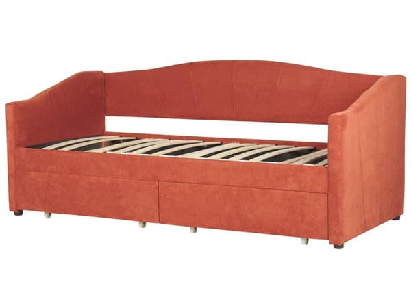 Daybed Rød Stofftrekk med 2 skuffer Spileramme 90 x 200 cm Moderne Enkeltseng Gjesterom Barnerom Ungdomsrom Utstyr