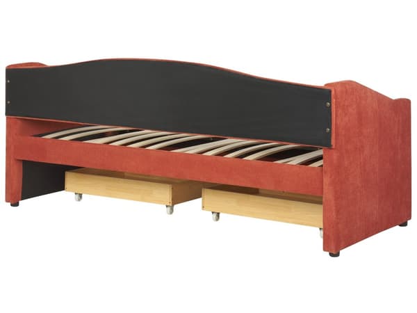 Daybed Rød Stofftrekk med 2 skuffer Spileramme 90 x 200 cm Moderne Enkeltseng Gjesterom Barnerom Ungdomsrom Utstyr
