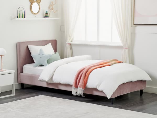 Enkeltseng Rosa Fløyel 90 x 200 cm Lamellramme Moderne design Soverom