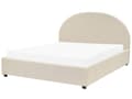Miniatyrbilde 4 av 11: Dobbeltseng med sengebunn Beige stoff Polstret 160 x 200 cm Spileramme Oppfellbar høy sengegavl Klassisk Retro Minimalistisk soverom