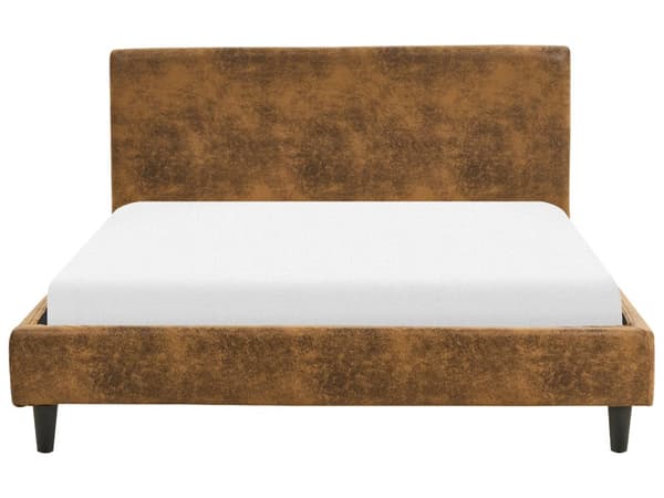 Dobbeltseng Brun Imitert skinn 140 x 200 cm Lamellramme Moderne design Soverom